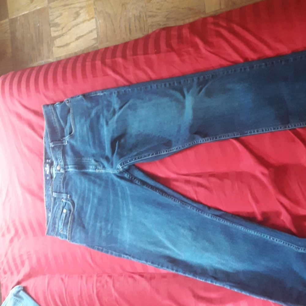 Well worn Hollister jeans navy blue faded